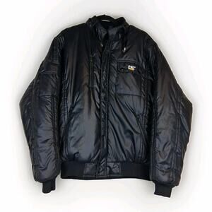 Turning Point Jacket Men's L Black‎ Construction Zip Puffer Coat CATERPILLAR VTG